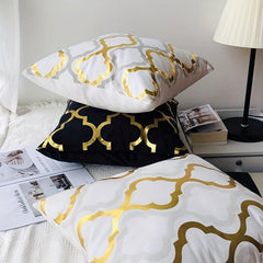 4pcs Golden Foil Geometric Throw Pillow Covers