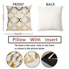 4pcs Golden Foil Geometric Throw Pillow Covers