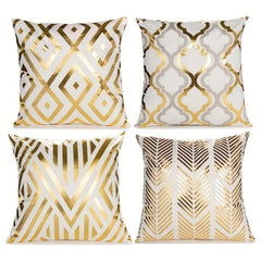 4pcs Golden Foil Geometric Throw Pillow Covers