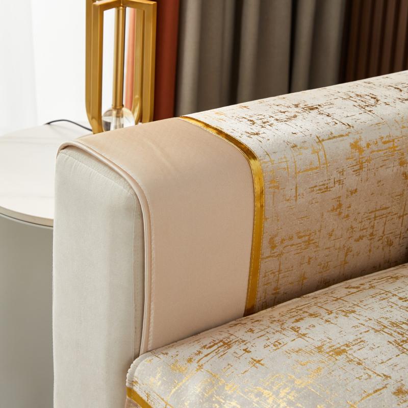 Golden Velvet Sofa Cushion with Non Slip Backing