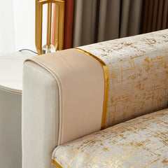 Golden Velvet Sofa Cushion with Non Slip Backing
