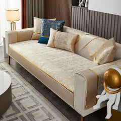 Golden Velvet Sofa Cushion with Non Slip Backing