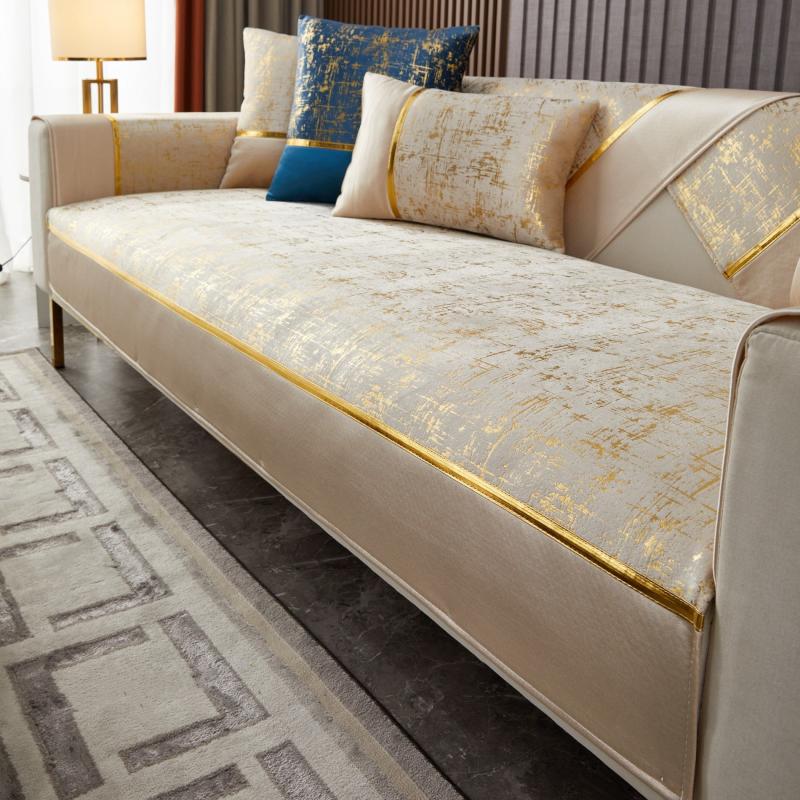 Golden Velvet Sofa Cushion with Non Slip Backing
