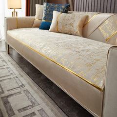 Golden Velvet Sofa Cushion with Non Slip Backing