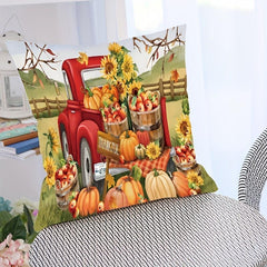 Autumn Pumpkin Pillow Cover 18''x18'' Home Decor, Zippered Single Sided Printed