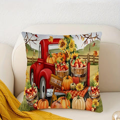 Autumn Pumpkin Pillow Cover 18''x18'' Home Decor, Zippered Single Sided Printed