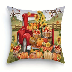 Autumn Pumpkin Pillow Cover 18''x18'' Home Decor, Zippered Single Sided Printed