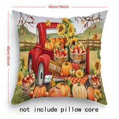 Autumn Pumpkin Pillow Cover 18''x18'' Home Decor, Zippered Single Sided Printed