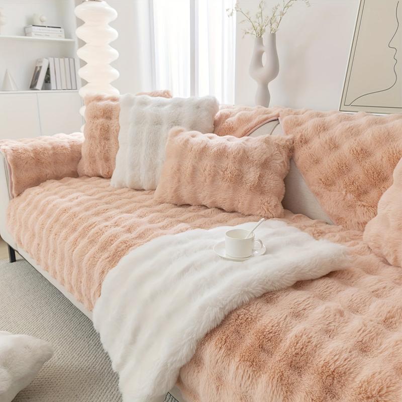 Faux Fur Rabbit Velvet Sofa Slipcover Anti slip Warm And Soft Sofa Cover