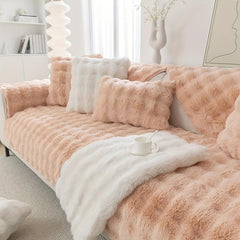 Faux Fur Rabbit Velvet Sofa Slipcover Anti slip Warm And Soft Sofa Cover