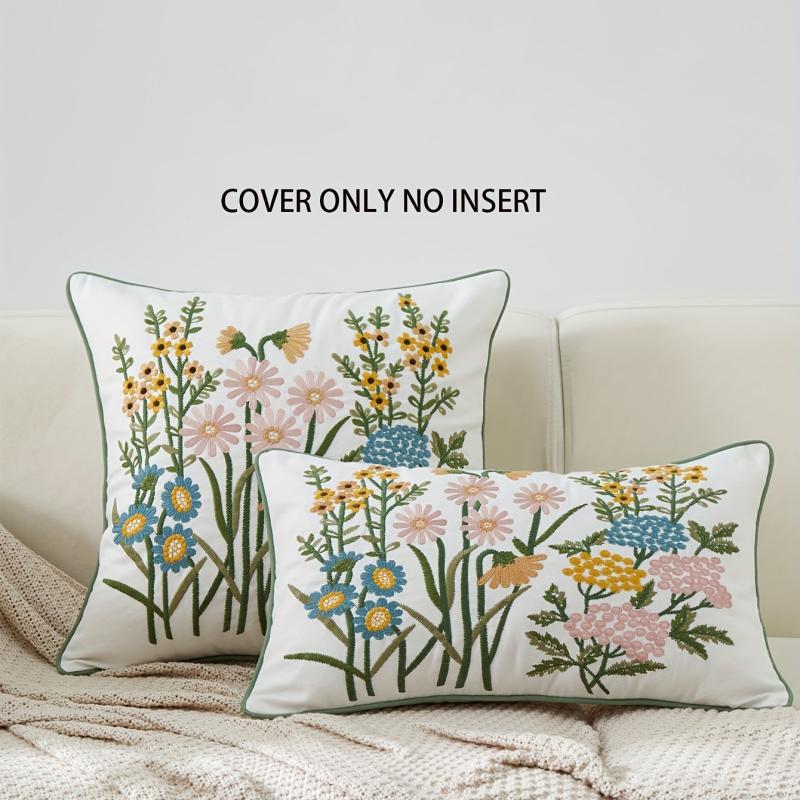 Daisy Embroidered Throw Pillowcase Cover 45x72cm