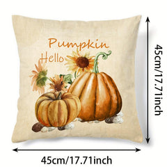 Autumn Pumpkin Sunflower Digital Print Throw Pillow Covers