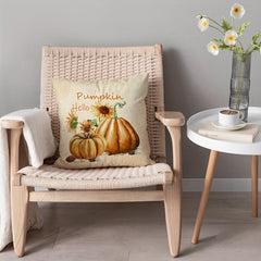 Autumn Pumpkin Sunflower Digital Print Throw Pillow Covers