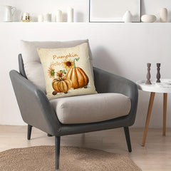 Autumn Pumpkin Sunflower Digital Print Throw Pillow Covers