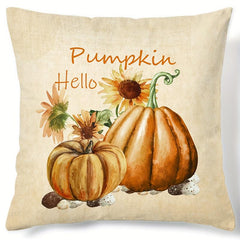 Autumn Pumpkin Sunflower Digital Print Throw Pillow Covers