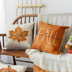 4pcs Fall Zippered Pillow Cover 18''x18'' Single Sided Printed