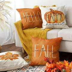 4pcs Fall Zippered Pillow Cover 18''x18'' Single Sided Printed