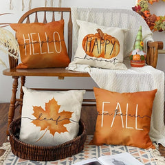 4pcs Fall Zippered Pillow Cover 18''x18'' Single Sided Printed
