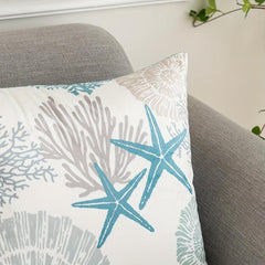 2pcs Nautical Coastal Throw Pillow Covers - Ocean Beach Seashell Coral Starfish