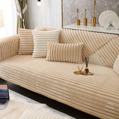 Machine Washable Sofa Slipcover Non Slip Rabbit Fur Cover for Bedroom