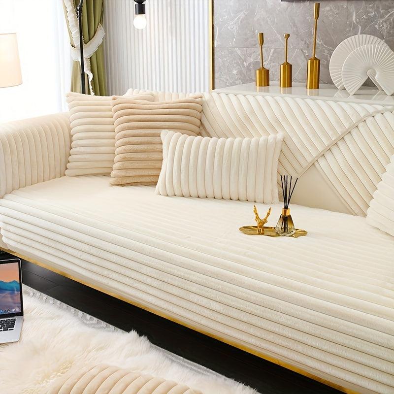 Machine Washable Sofa Slipcover Non Slip Rabbit Fur Cover for Bedroom