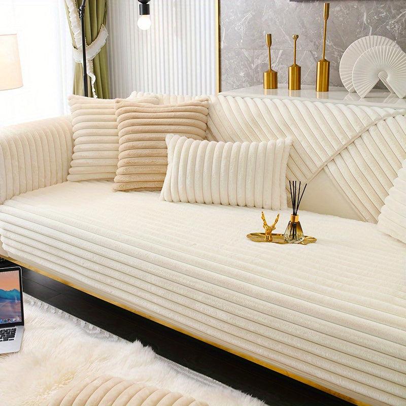 Machine Washable Sofa Slipcover Non Slip Rabbit Fur Cover for Bedroom