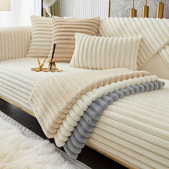Machine Washable Sofa Slipcover Non Slip Rabbit Fur Cover for Bedroom