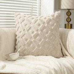 Beige Geometric Square Cushion Cover Zipper Single Sided Printed Pillowcase