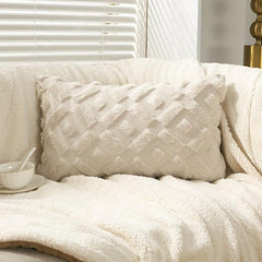 Beige Geometric Square Cushion Cover Zipper Single Sided Printed Pillowcase