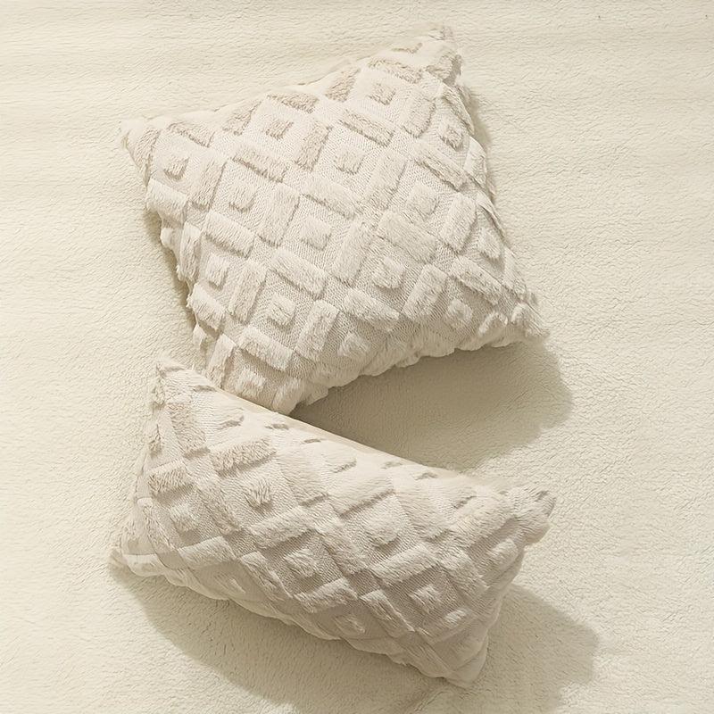 Beige Geometric Square Cushion Cover Zipper Single Sided Printed Pillowcase
