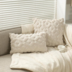Beige Geometric Square Cushion Cover Zipper Single Sided Printed Pillowcase