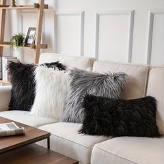 Faux Fur Throw Pillow Cover for Sofa Bed Car Home Decor