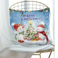 Christmas Snowman Tree Throw Pillow Covers Digital Print Home Decor