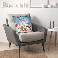 Christmas Snowman Tree Throw Pillow Covers Digital Print Home Decor