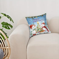 Christmas Snowman Tree Throw Pillow Covers Digital Print Home Decor