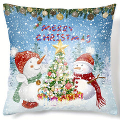 Christmas Snowman Tree Throw Pillow Covers Digital Print Home Decor