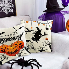 2pcs Halloween Square Cushion Cover 18''x18'' Zipper Pillow Cover Home Decor