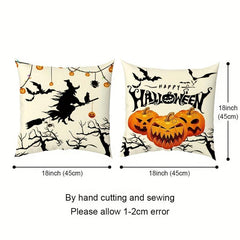 2pcs Halloween Square Cushion Cover 18''x18'' Zipper Pillow Cover Home Decor