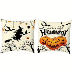 2pcs Halloween Square Cushion Cover 18''x18'' Zipper Pillow Cover Home Decor