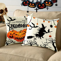 2pcs Halloween Square Cushion Cover 18''x18'' Zipper Pillow Cover Home Decor