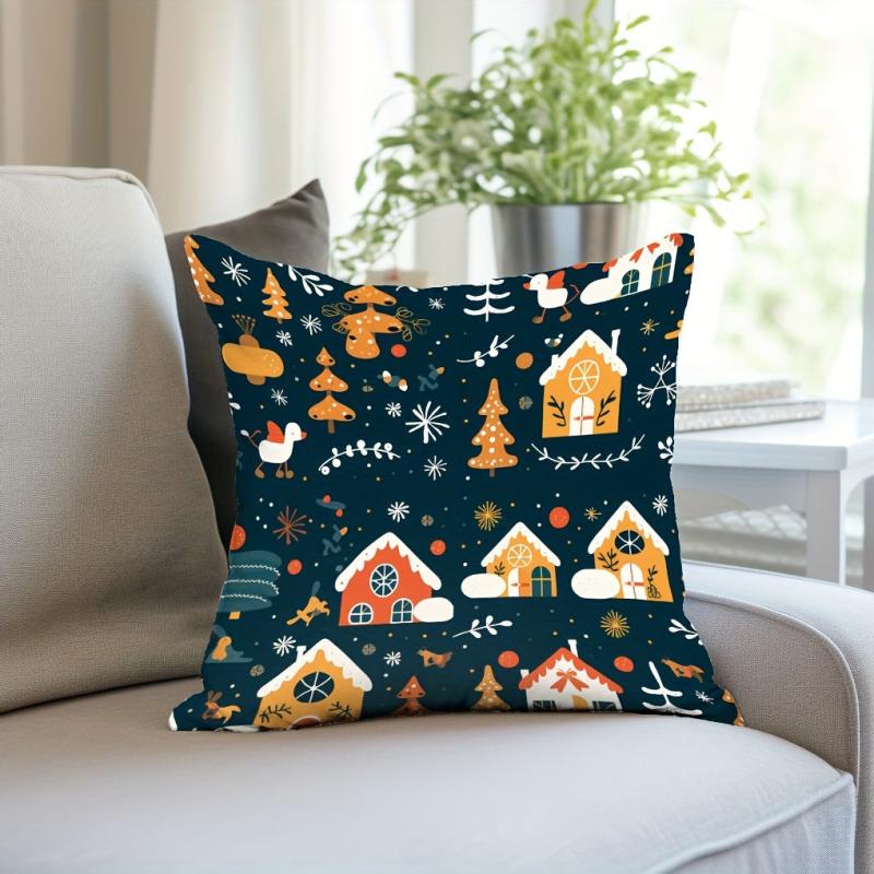 4pcs Geometric Pattern Holiday Throw Pillow Covers