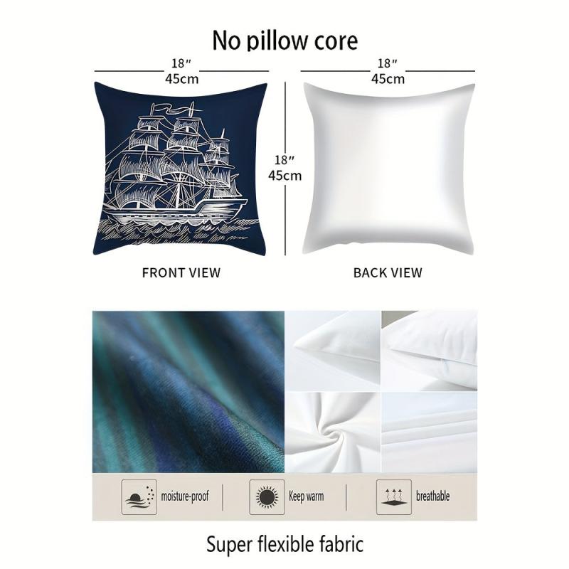 Navigation Adventure Element Pattern Printed Throw Pillow Covers