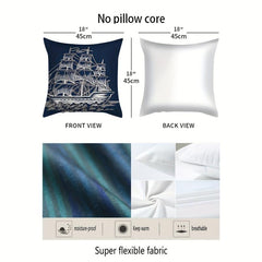 Navigation Adventure Element Pattern Printed Throw Pillow Covers