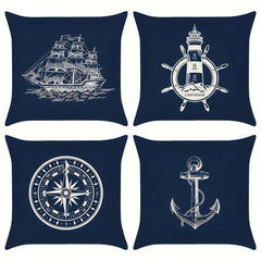 Navigation Adventure Element Pattern Printed Throw Pillow Covers