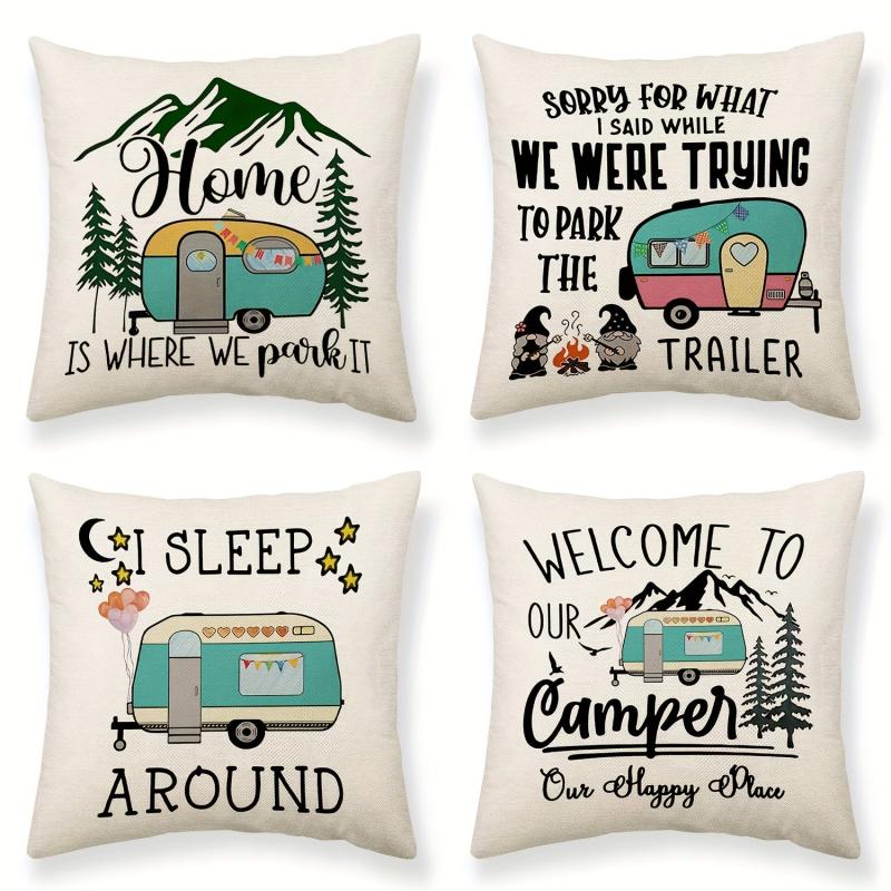 Camping Car Printed Throw Pillow Covers for Home Decor