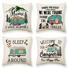 Camping Car Printed Throw Pillow Covers for Home Decor