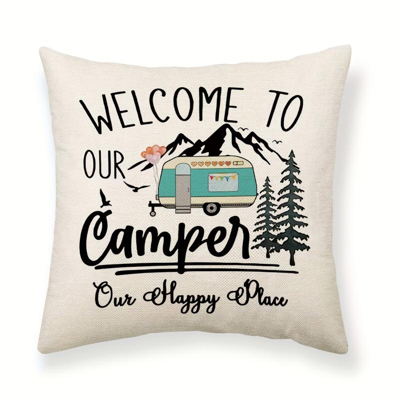 Camping Car Printed Throw Pillow Covers for Home Decor