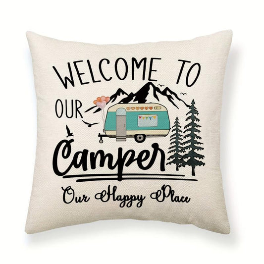 Camping Car Printed Throw Pillow Covers for Home Decor