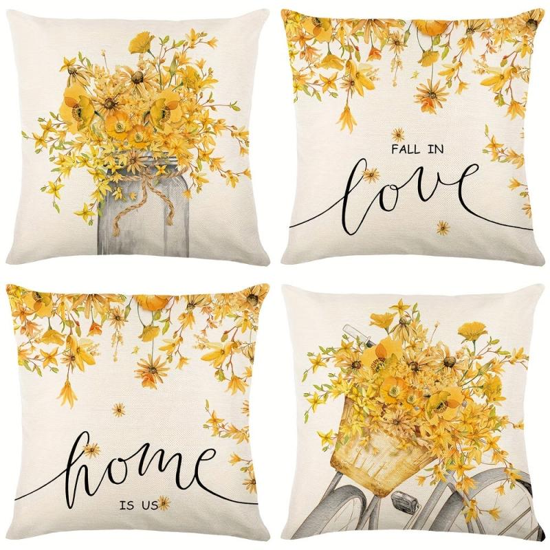 Autumn Pumpkin Linen Blend Throw Pillow Case for Living Room Bedroom Couch Sofa