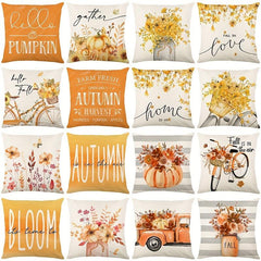 Autumn Pumpkin Linen Blend Throw Pillow Case for Living Room Bedroom Couch Sofa